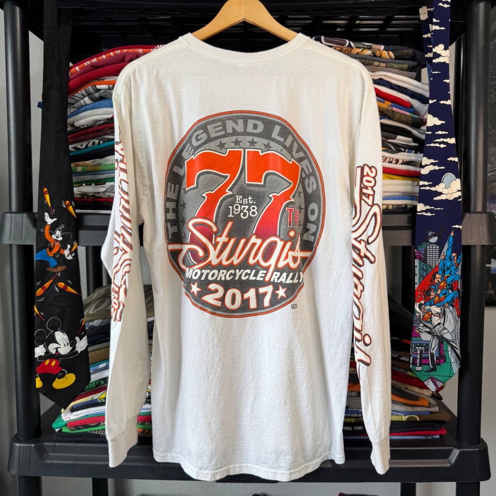 2017 White Sturgis Motorcycle Rally Long Sleeve Shirt Size M
